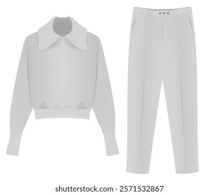 Long sleeve sweater and pants. vector illustration