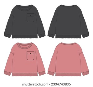 Long sleeve sweatshirt black and purple color template for womens