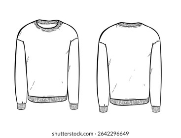 long sleeve sweatshirt, front and back – vector illustration, template, mockup