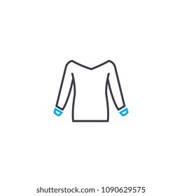 Long sleeve sweatshirt vector thin line stroke icon. Long sleeve sweatshirt outline illustration, linear sign, symbol concept.