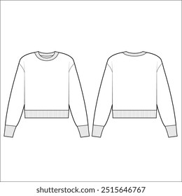 Long sleeve sweatshirt womens winter wear t shirt flat sketch vector illustration