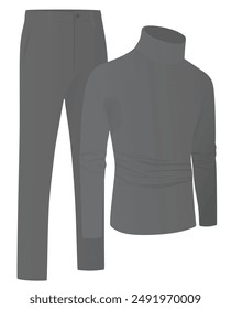 Long sleeve t shirt and chino pants. vector