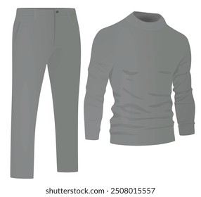 Long sleeve t shirt and chino pants. vector