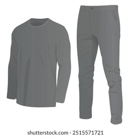 Long sleeve t shirt and chino pants. vector