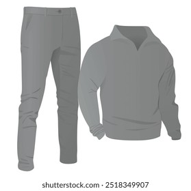 Long sleeve t shirt and chino pants. vector