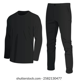 Long sleeve t shirt and chino pants. vector