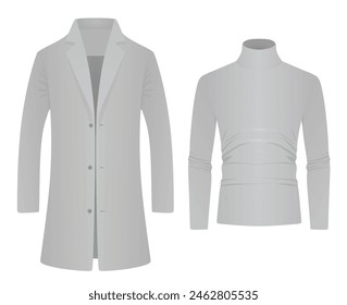 Long sleeve t shirt and coat. vector