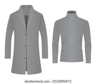 Long sleeve t shirt and coat. vector