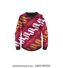 Long sleeve t shirt design with abstract batik pattern fabric