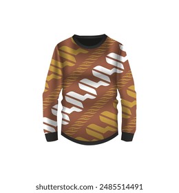 Long sleeve t shirt design with abstract batik pattern isolated