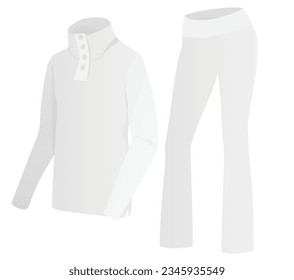 Long sleeve t shirt and flare pants. vector