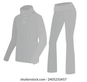 Long sleeve t shirt and flare pants. vector