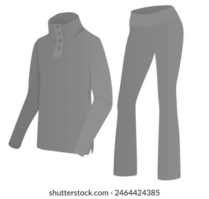 Long sleeve t shirt and flare pants. vector