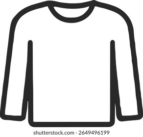 Long sleeve t shirt icon illustration outline stroke minimalist black line	