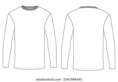 Long Sleeve T Shirt Images vector illustration template front and back	