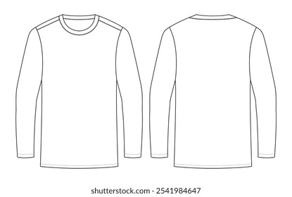 Long Sleeve T Shirt Images vector illustration template front and back	