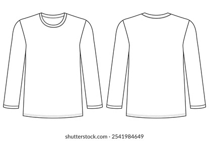 Long Sleeve T Shirt Images vector illustration template front and back	