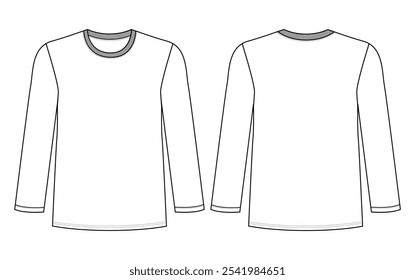 Long Sleeve T Shirt Images vector illustration template front and back	