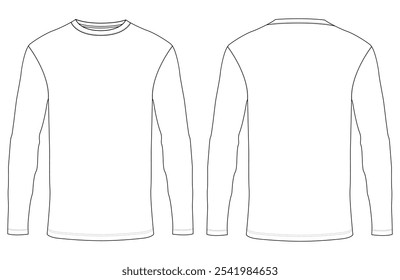 Long Sleeve T Shirt Images vector illustration template front and back	