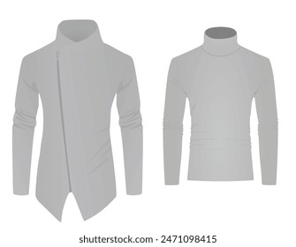 Long sleeve t shirt and jacket. vector