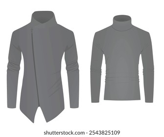 Long sleeve t shirt and jacket. vector