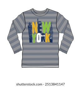 Long sleeve t shirt with new York city print design ready to print