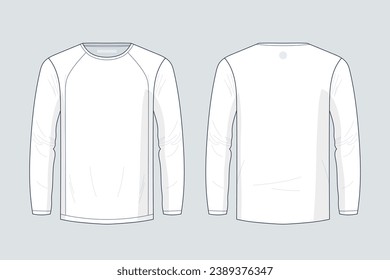 long sleeve t shirt outline illustration. hand drawn long sleeve t shirt sketch. long sleeve t shirt template front and back view. vector drawing. t shirt isolated on white background. vector.