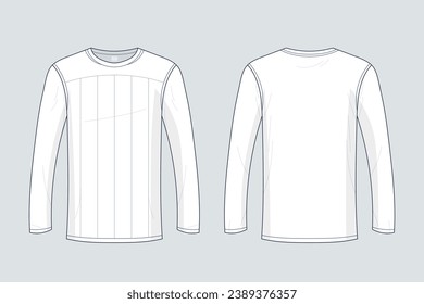 long sleeve t shirt outline illustration. hand drawn long sleeve t shirt sketch. long sleeve t shirt template front and back view. vector drawing. t shirt isolated on white background. vector.