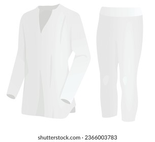 Long sleeve  t shirt and pants. side view. vector