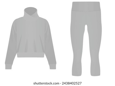 Long sleeve  t shirt and pants. side view. vector