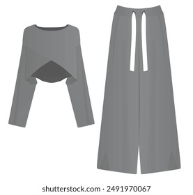 Long sleeve t shirt and pants. vector