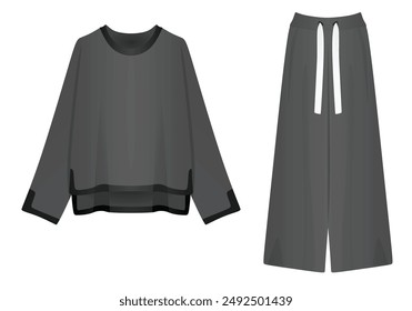 Long sleeve t shirt and pants. vector