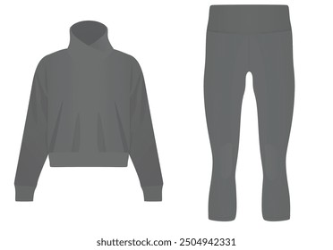 Long sleeve  t shirt and pants. side view. vector