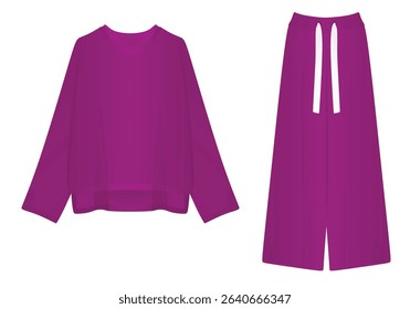 	
Long sleeve t shirt and pants. vector	