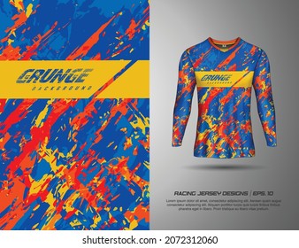 Long sleeve t shirt sport grunge background for extreme jersey team, racing, cycling, football, motocross, gaming, legging, wallpaper.