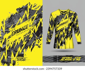 Long sleeve t shirt sports texture grunge background template for soccer jersey, motocross, cycling, football, gaming.