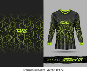 Ropa de manga larga textura deportiva hexagón de fondo sin costura para camiseta de fútbol, motocross, ciclismo, fútbol, juegos de azar.