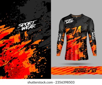 Long sleeve t shirt template for extreme sports background racing jersey design, soccer jersey