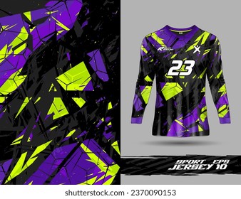 Long sleeve t shirt template for extreme sports background racing motocross jersey design, soccer, volley ball, cycling