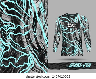 Long sleeve t shirt template for extreme sports grunge background racing jersey design soccer jersey