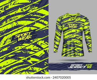 Long sleeve t shirt template for extreme sports grunge background racing jersey design soccer jersey