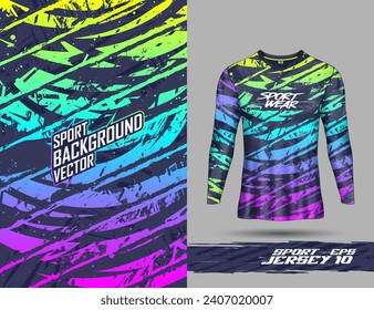 Long sleeve t shirt template for extreme sports grunge background racing jersey design soccer jersey