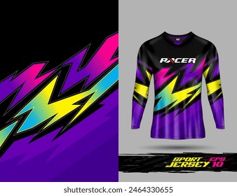 Long sleeve t shirt template for extreme sports background racing jersey design soccer jersey