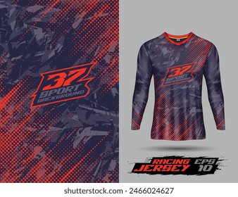 Long sleeve t shirt template for extreme sports grunge background racing jersey design soccer jersey