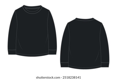 Long sleeve t shirt tops vector illustration black color template for ladies