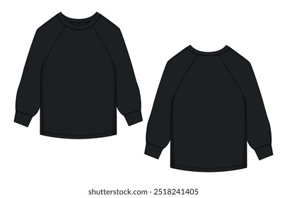 Long sleeve t shirt tops vector illustration black color template for ladies