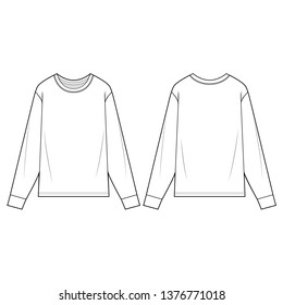 LONG SLEEVE TEE fashion flat sketch template