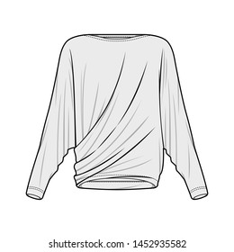 Long sleeve tee fashion flat sketch template