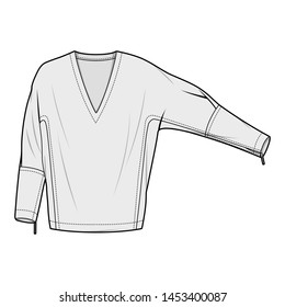 Long sleeve tee fashion flat sketch template