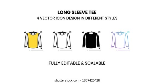 Long Sleeve Tee Vector illustration icons in different style